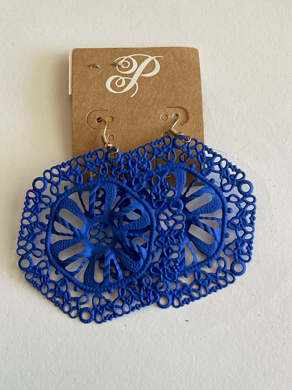 Plunder Royal Blue Lace Filigree Drop Earrings‎